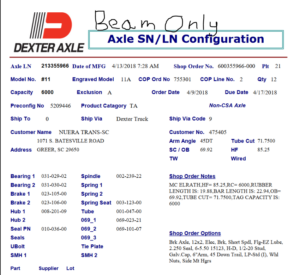 11TF 6K Beam only W/EZ;LUBE & FLG Per serial number